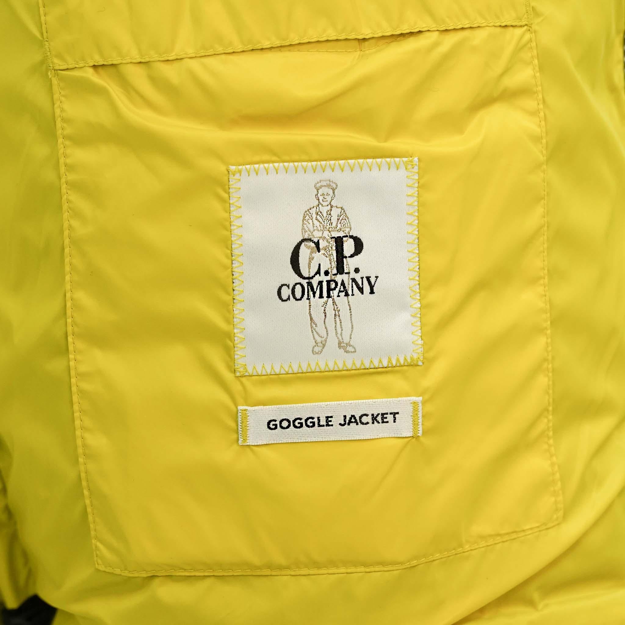 C.P. Company DD-Shell Goggle Hooded Down Jacket in Green Sheen