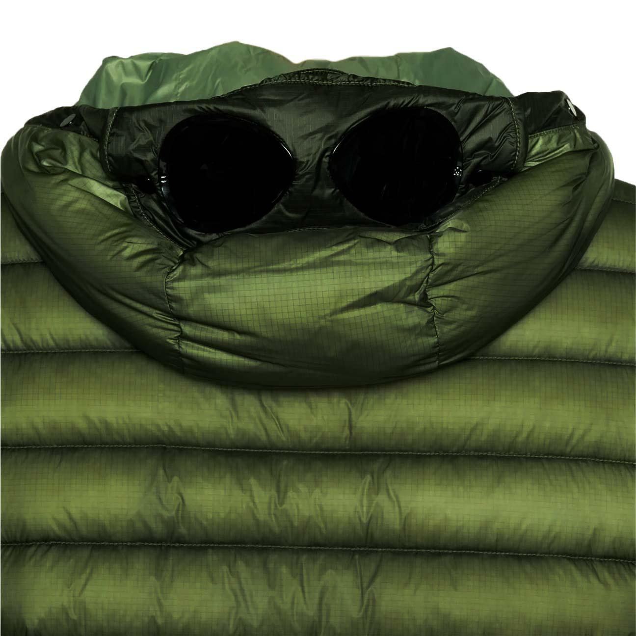 C.P. Company DD-Shell Goggle Hooded Down Jacket in Capers Green