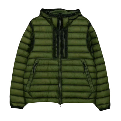 C.P. Company DD-Shell Goggle Hooded Down Jacket in Capers Green