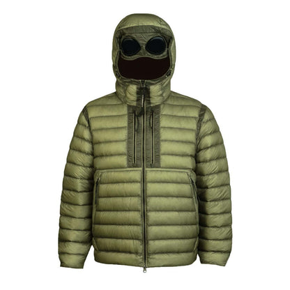C.P. Company DD-Shell Goggle Hooded Down Jacket in Fallen Rock