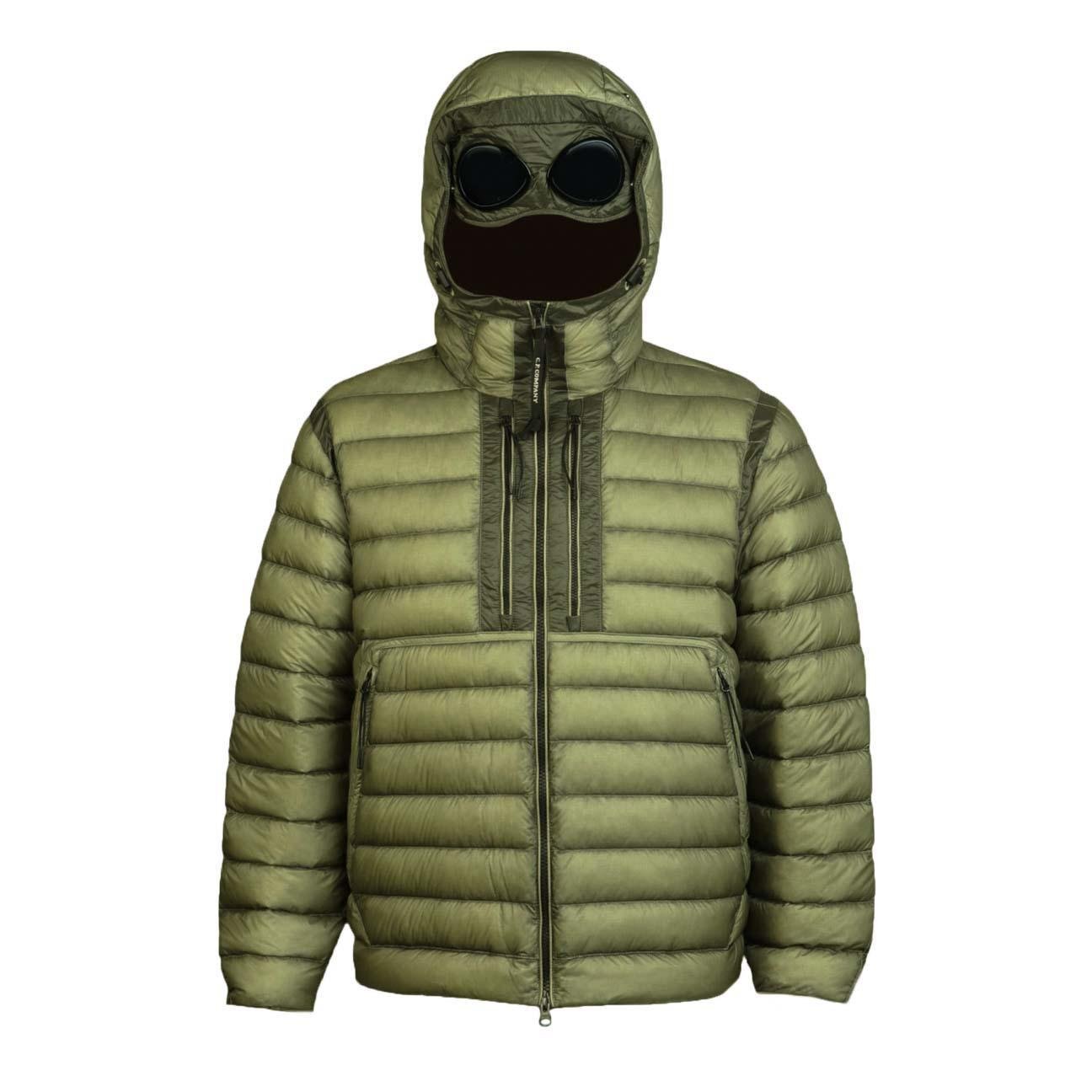 C.P. Company DD-Shell Goggle Hooded Down Jacket in Fallen Rock
