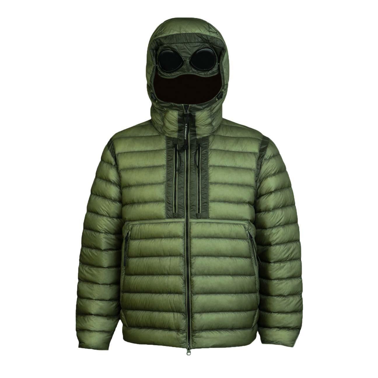 C.P. Company DD-Shell Goggle Hooded Down Jacket in Seagrass