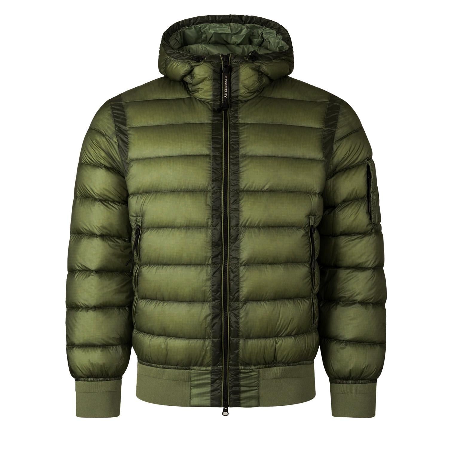 C.P. Company DD-Shell Lens Hooded Down Jacket in Capers