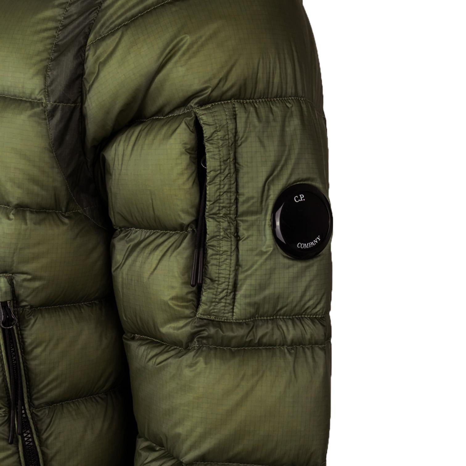C.P. Company DD-Shell Lens Hooded Down Jacket in Capers