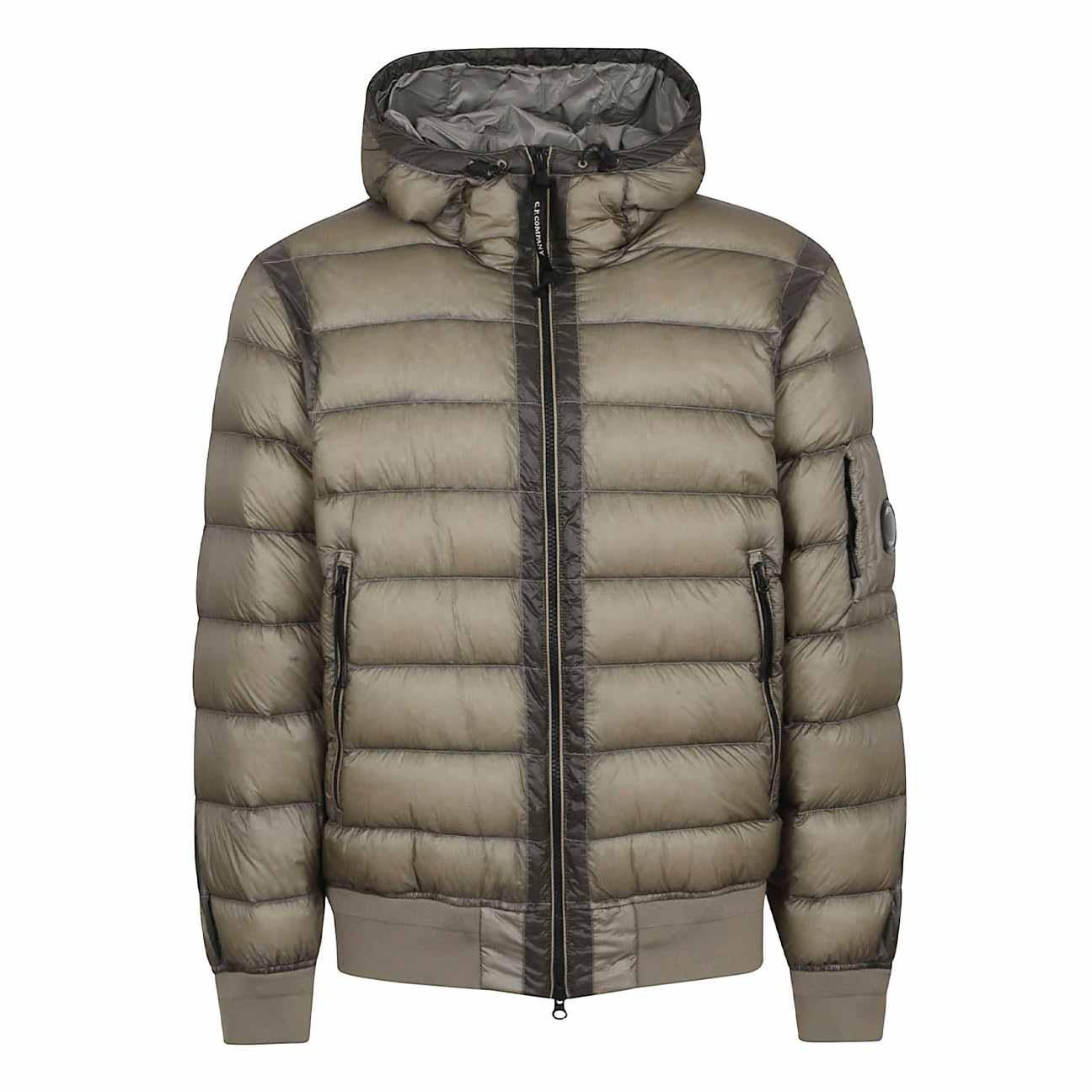 C.P. Company DD-Shell Lens Hooded Down Jacket in Fallen Rock