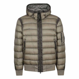 C.P. Company DD-Shell Lens Hooded Down Jacket in Fallen Rock