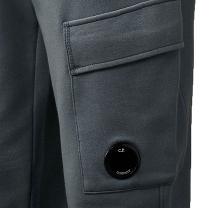 C.P. Company Diagonal Raised Fleece Cargo Sweatpants in Stormy Weather- Blue