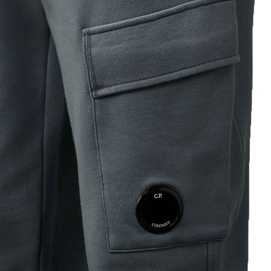 C.P. Company Diagonal Raised Fleece Cargo Sweatpants in Stormy Weather- Blue