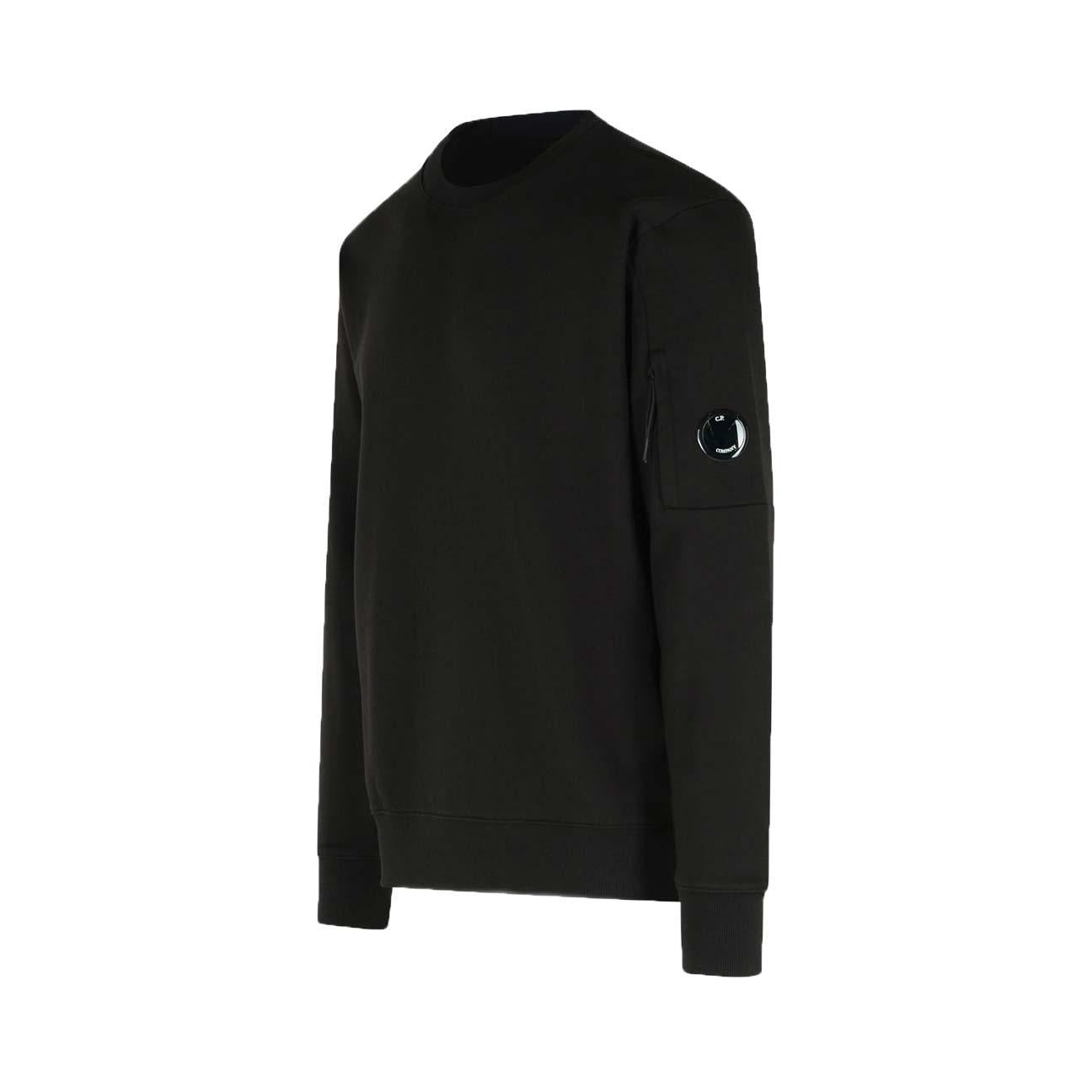 C.P. Company Diagonal Raised Fleece Crewneck Sweatshirts In Black
