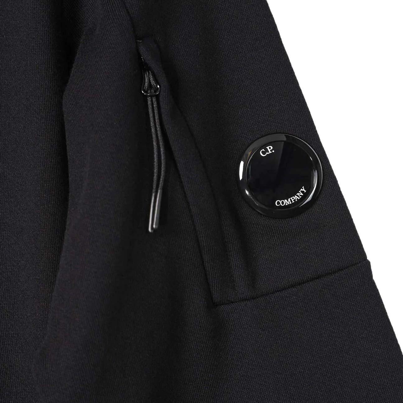 C.P. Company Diagonal Raised Fleece Crewneck Sweatshirts In Black