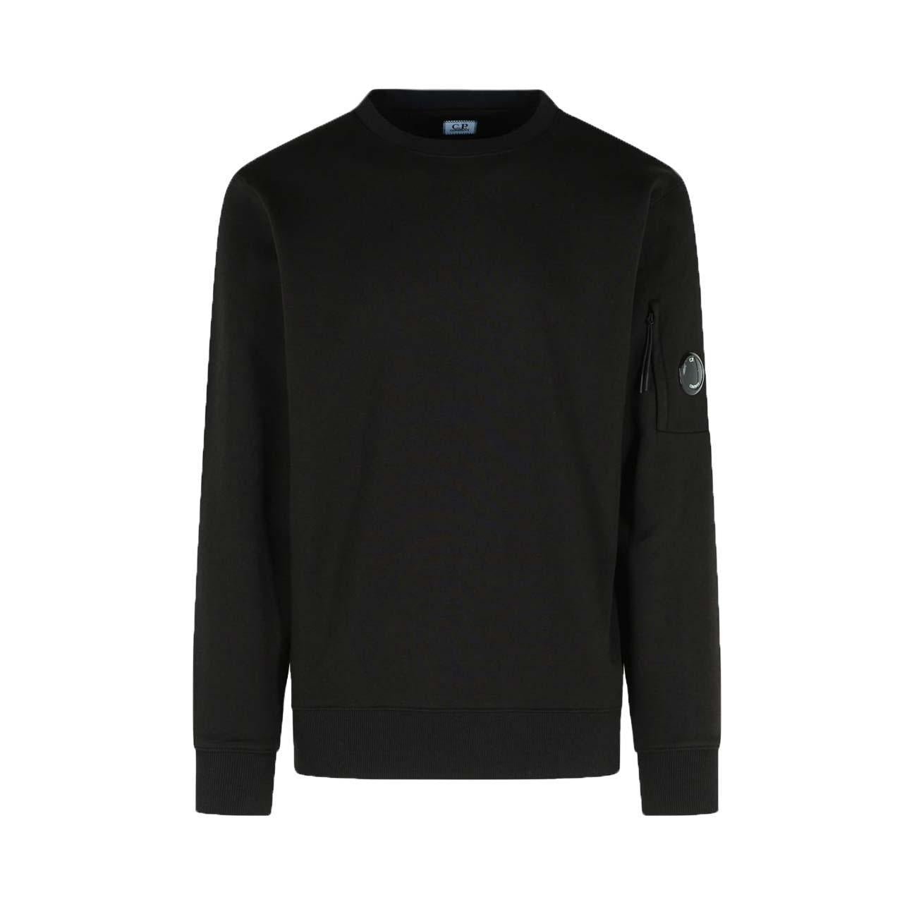 C.P. Company Diagonal Raised Fleece Crewneck Sweatshirts In Black
