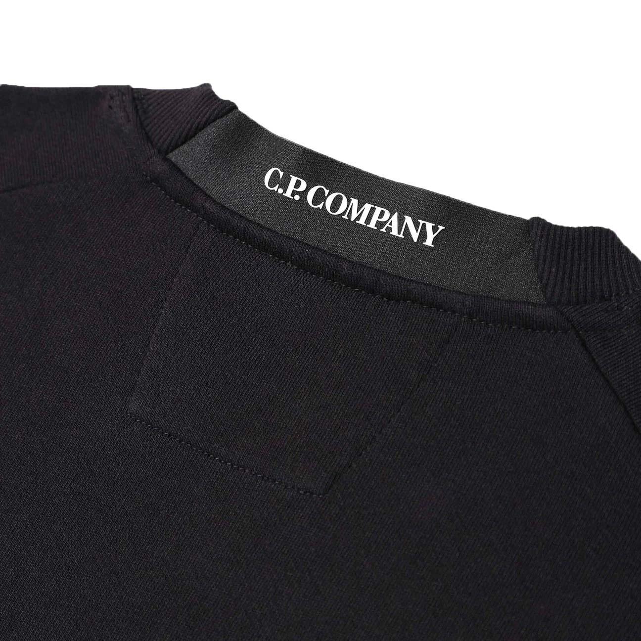 C.P. Company Diagonal Raised Fleece Crewneck Sweatshirts In Black