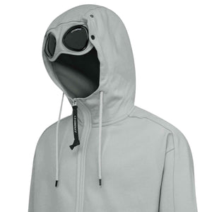 C.P. Company Diagonal Raised Fleece Goggle Hoodie in Drizzle GreyHoodiesC.P. CompanyDPUS7620943749878SC.P. Company Diagonal Raised Fleece Goggle Hoodie in Drizzle Grey