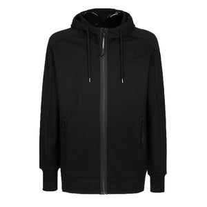 C.P. Company Diagonal Raised Fleece Goggle Zipped Hooded Sweatshirt in BlackHoodiesC.P. CompanyDPUS7620943904192SC.P. Company Diagonal Raised Fleece Goggle Zipped Hooded Sweatshirt in Black