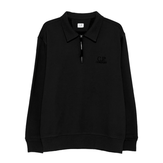 C.P. Company Diagonal Raised Fleece Half Zip in BlackKnitwearC.P. CompanyDPUS Designer Outlet7622792454262SC.P. Company Diagonal Raised Fleece Half Zip in Black
