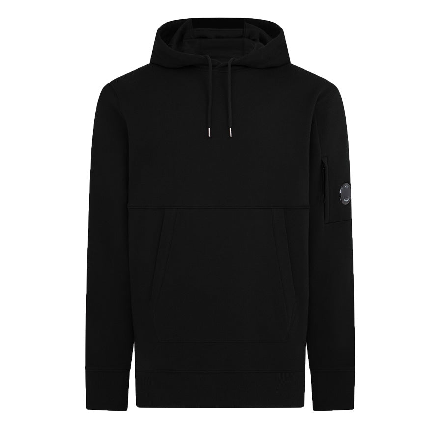 C.P. Company Diagonal Raised Fleece Lens Hooded Sweatshirt in BlackHoodiesC.P. CompanyDPUS7620943901467SC.P. Company Diagonal Raised Fleece Lens Hooded Sweatshirt in Black