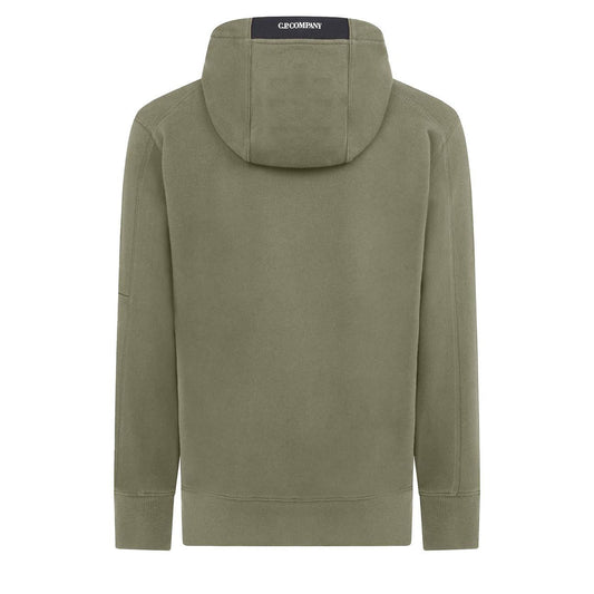 C.P. Company Diagonal Raised Fleece Lens Hooded Sweatshirt in Fungi Grey