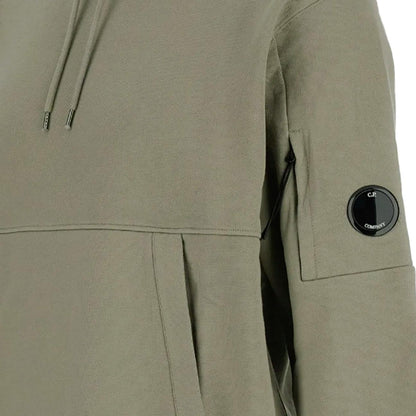 C.P. Company Diagonal Raised Fleece Lens Hooded Sweatshirt in Fungi Grey