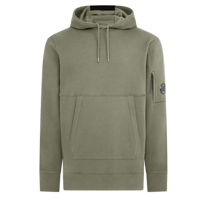 C.P. Company Diagonal Raised Fleece Lens Hooded Sweatshirt in Fungi Grey