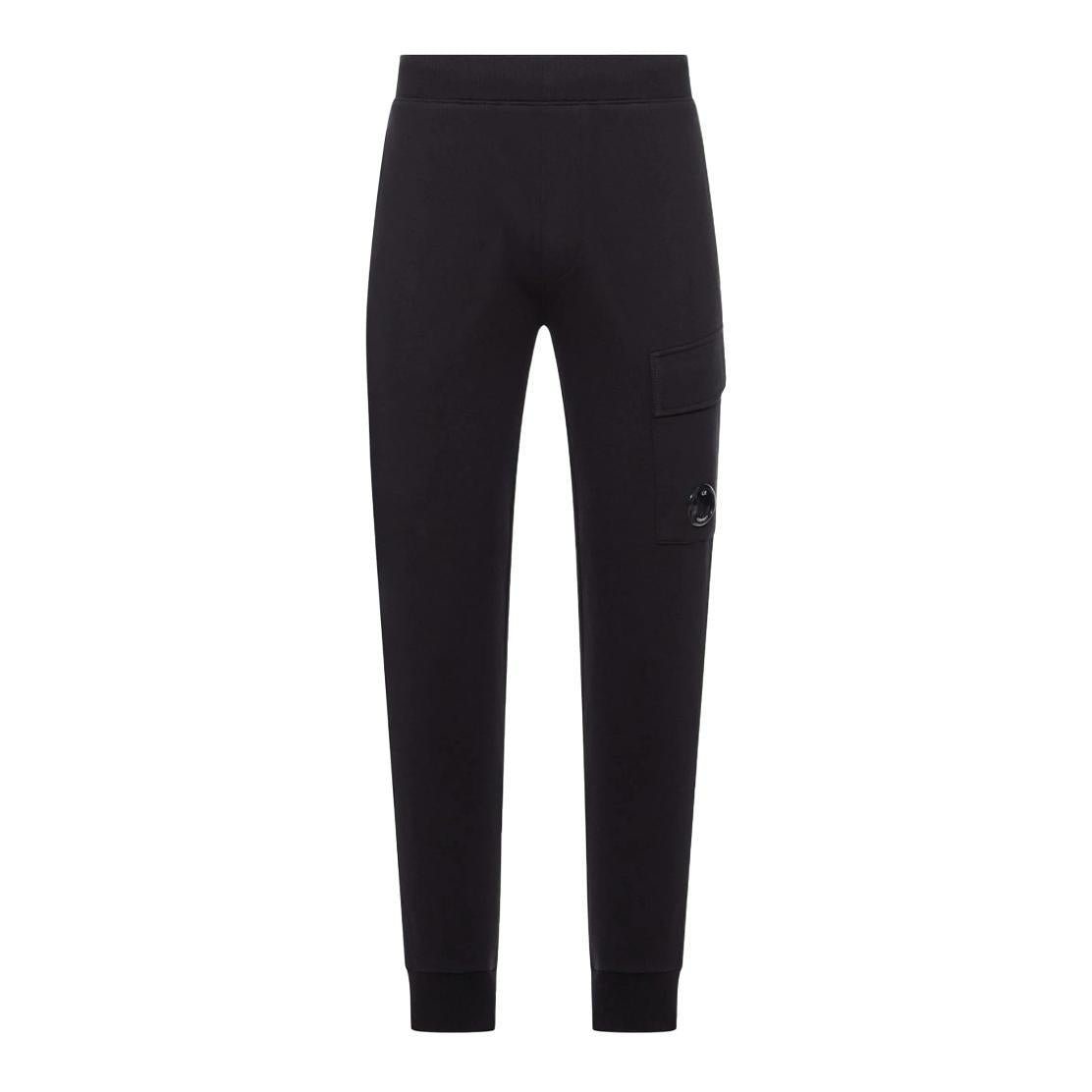 C.P. Company Diagonal Raised Fleece Lens Sweatpants in Black