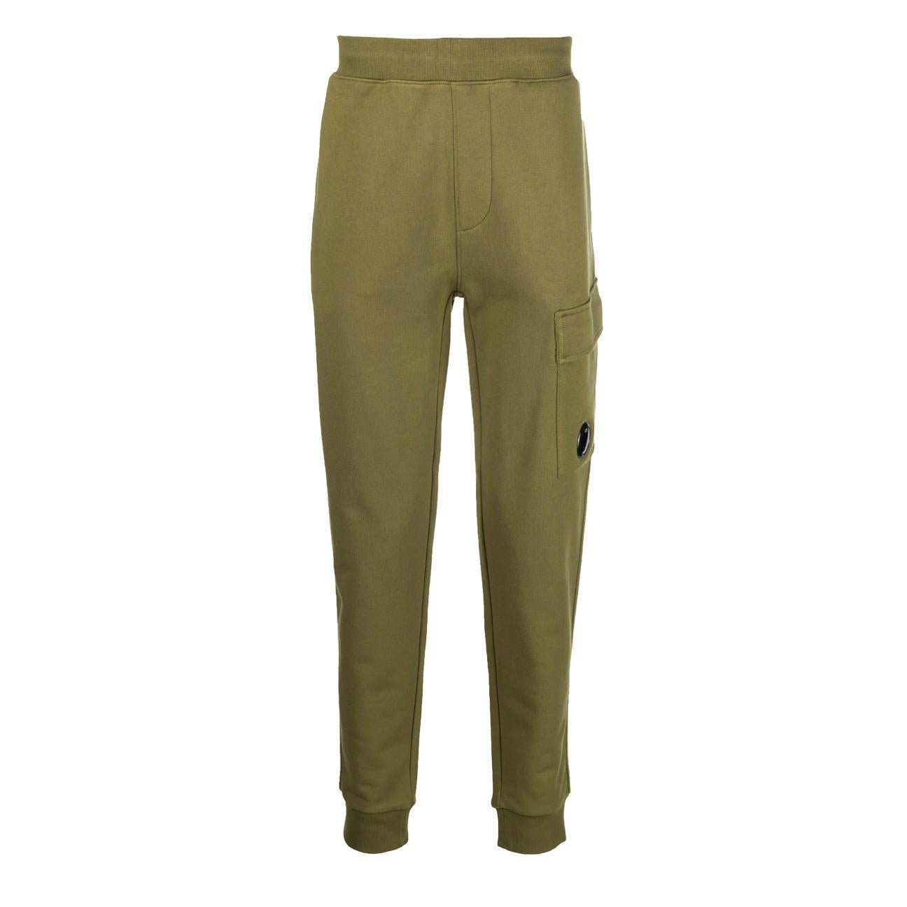 C.P. Company Diagonal Raised Fleece Lens Sweatpants in Elmwood Green