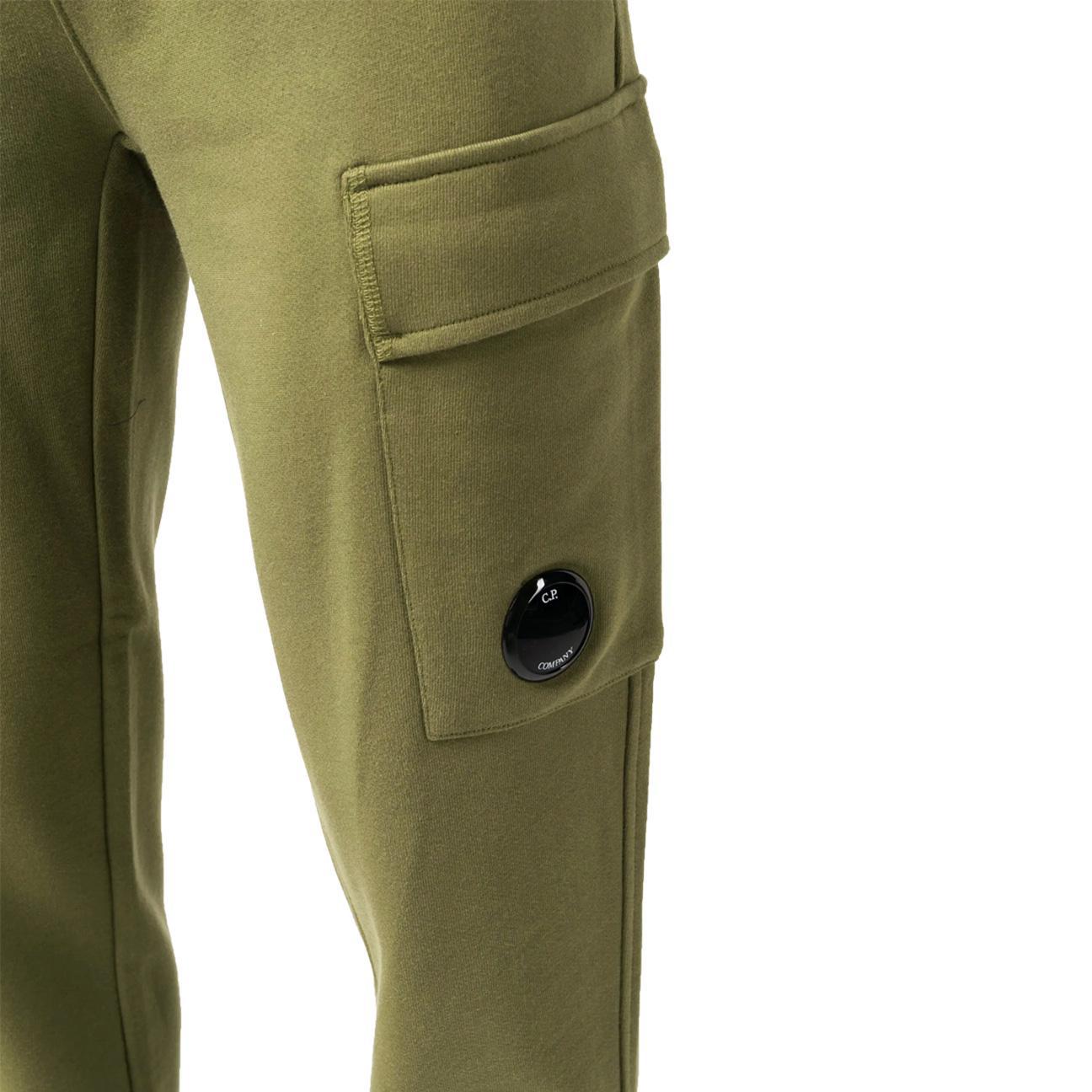 C.P. Company Diagonal Raised Fleece Lens Sweatpants in Elmwood Green