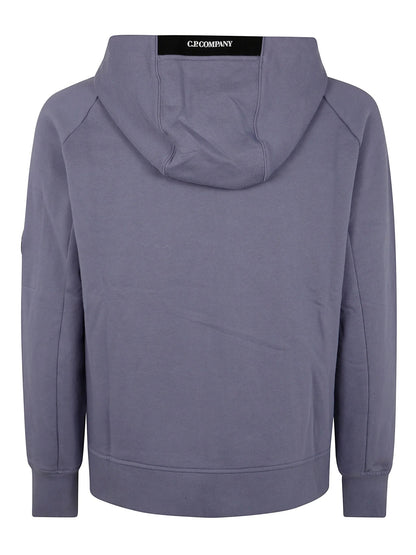 C.P. Company Diagonal Raised Fleece Goggle Zipped Hooded Sweatshirt in Lavender
