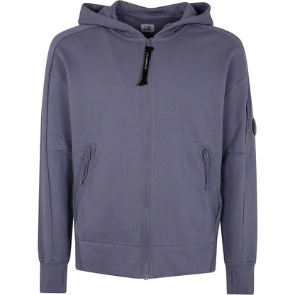 C.P. Company Diagonal Raised Fleece Goggle Zipped Hooded Sweatshirt in Lavender