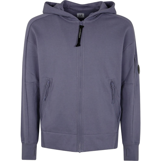 C.P. Company Diagonal Raised Fleece Goggle Zipped Hooded Sweatshirt in Lavender