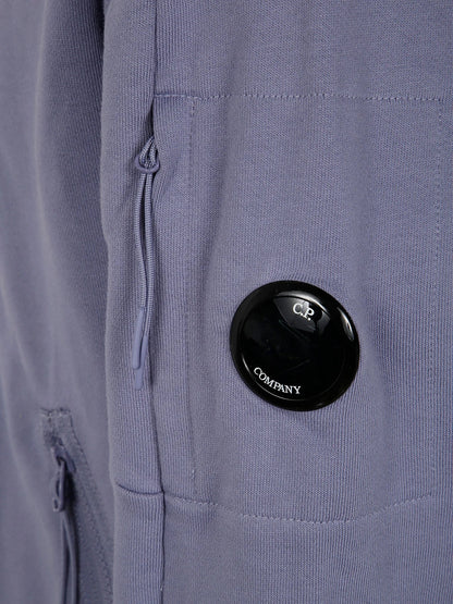 C.P. Company Diagonal Raised Fleece Goggle Zipped Hooded Sweatshirt in Lavender
