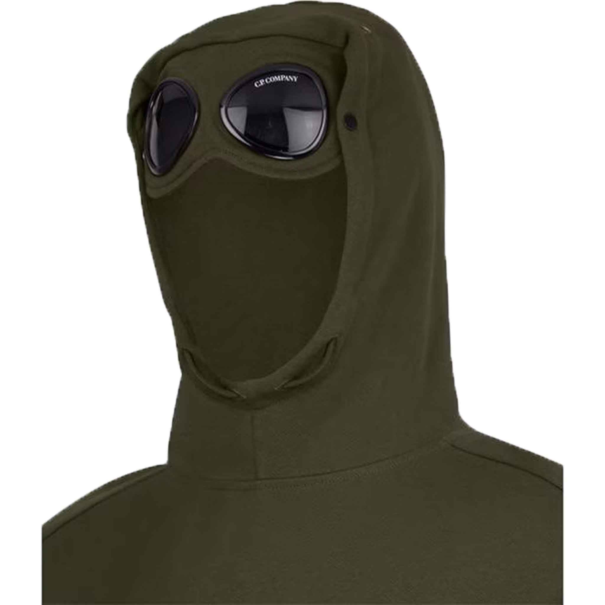 C.P. Company Diagonal Raised Fleece OTH Goggle Hoodie in Ivy GreenHoodiesC.P. CompanyDPUSXSC.P. Company Diagonal Raised Fleece OTH Goggle Hoodie in Ivy Green