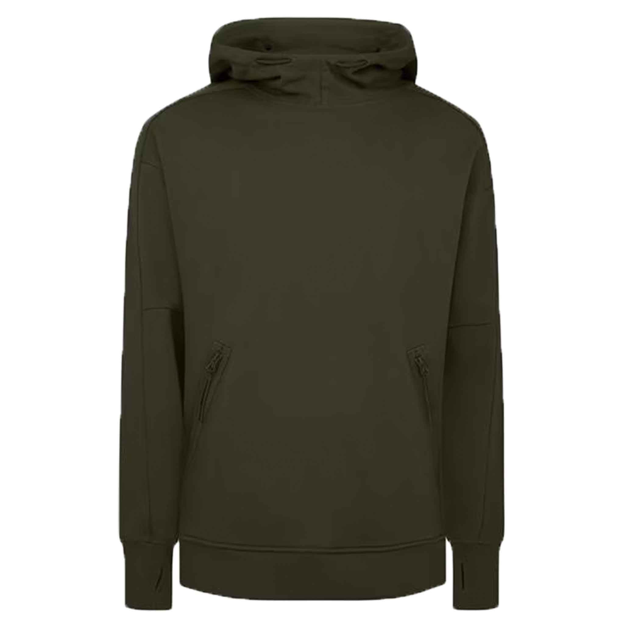 C.P. Company Diagonal Raised Fleece OTH Goggle Hoodie in Ivy GreenHoodiesC.P. CompanyDPUSXSC.P. Company Diagonal Raised Fleece OTH Goggle Hoodie in Ivy Green