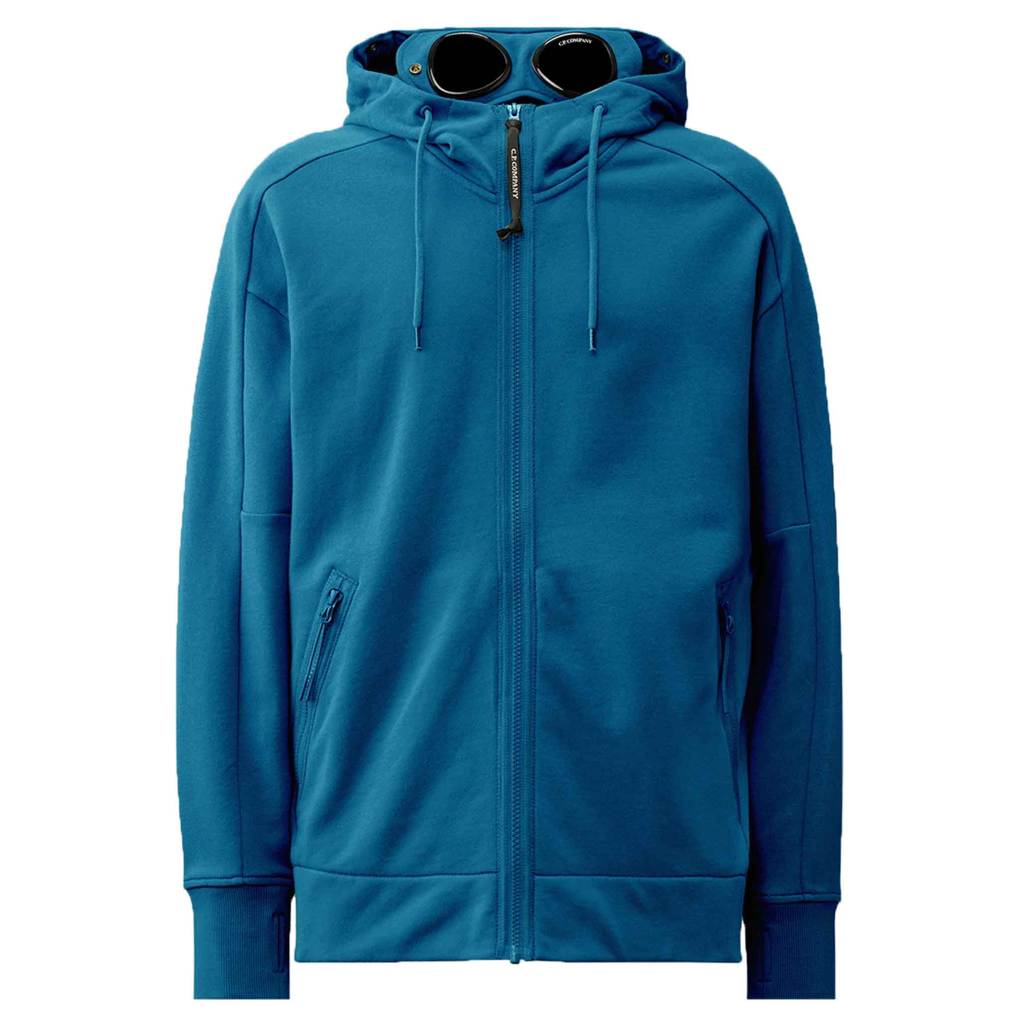 C.P. Company Diagonal Raised Fleece Zip - Up Goggle Hoodie in Ink BlueHoodiesC.P. CompanyDPUSXSC.P. Company Diagonal Raised Fleece Zip - Up Goggle Hoodie in Ink Blue