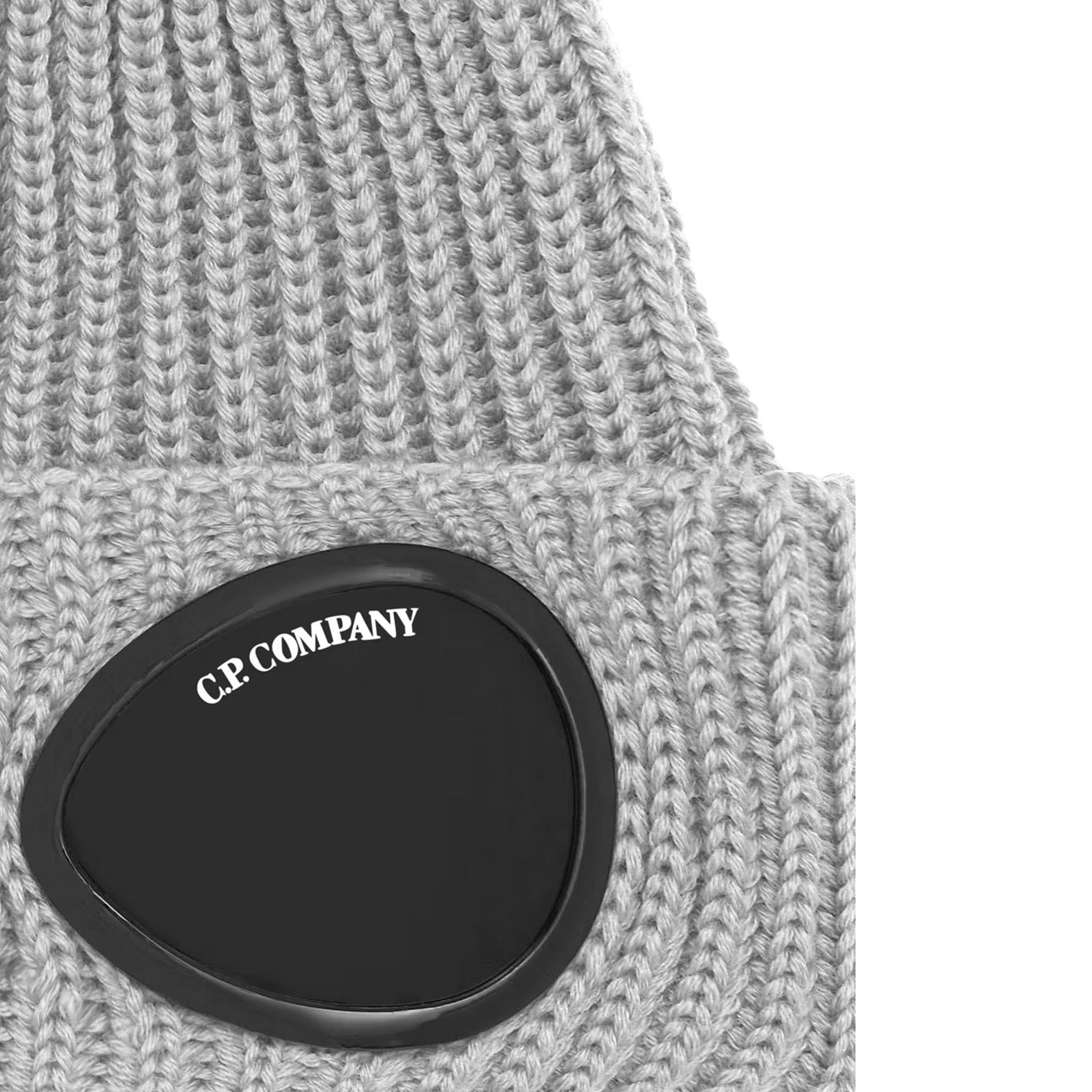 C.P. Company Extra fine Merino Wool Beanie in Moon Melange