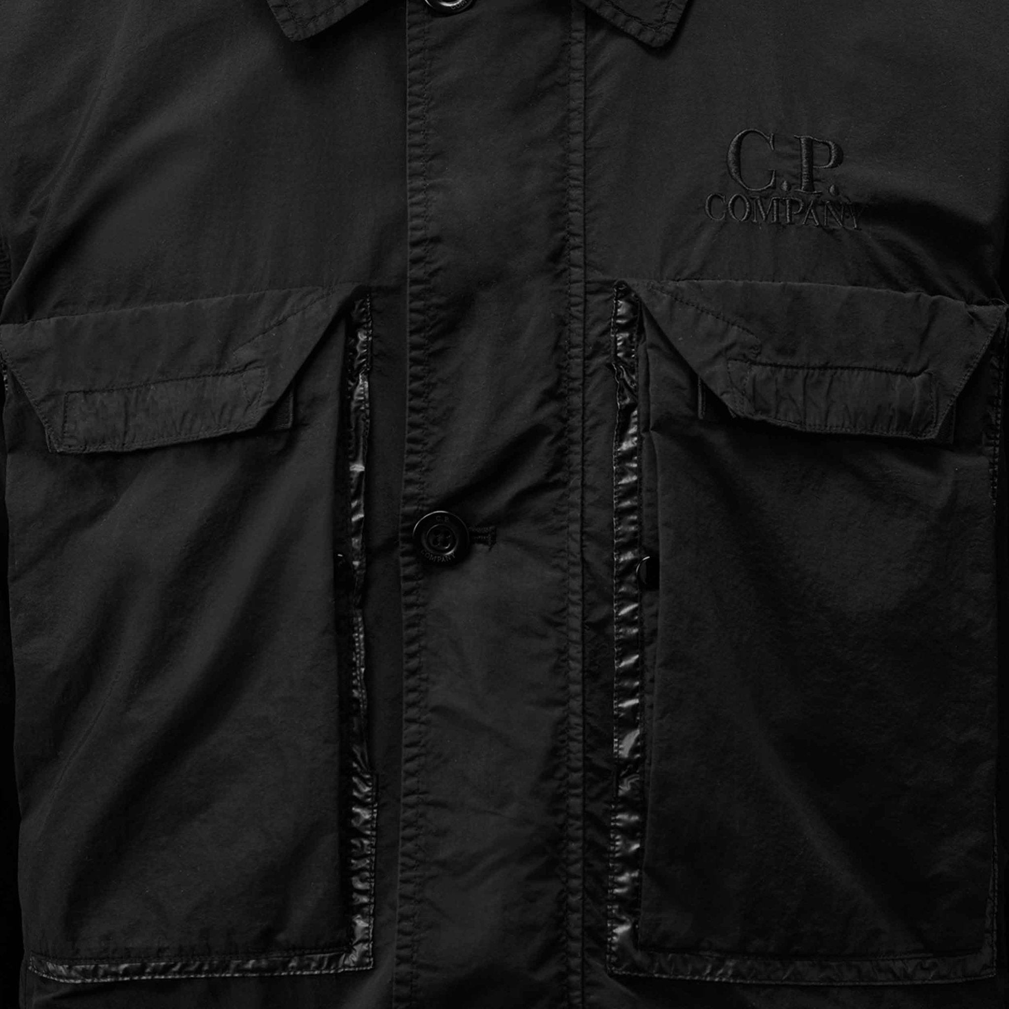 C.P. Company Flatt Nylon Goggle Overshirt in Black