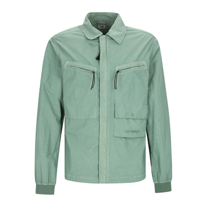 C.P. Company Flatt Nylon Overshirt in Agave Green
