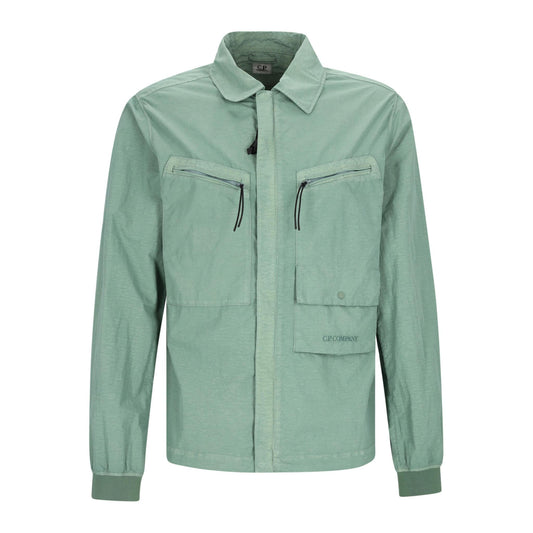 C.P. Company Flatt Nylon Overshirt in Agave Green
