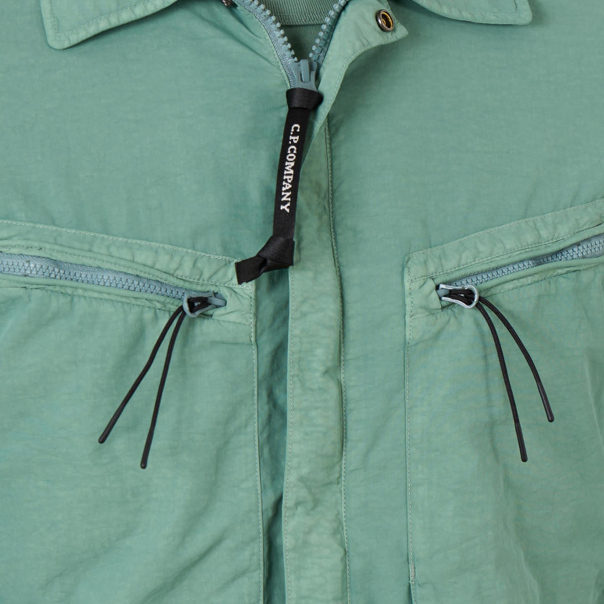 ジャケット・アウター C.P. COMPANY 21AW FLATT NYLON OVERSHIRT C.P. Company Men's Flatt Nylon Zip Overshirt in Silver Sage C.P.