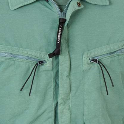 C.P. Company Flatt Nylon Overshirt in Agave Green
