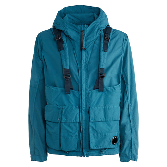 C.P. Company Flatt Nylon Reversible Hooded Jacket in Ink Blue