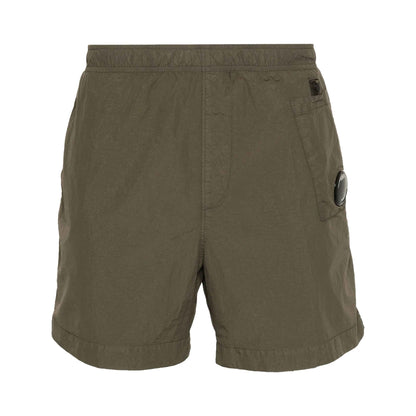 C.P. Company Flatt Nylon Utility Lens Swimshorts in Ivy Green