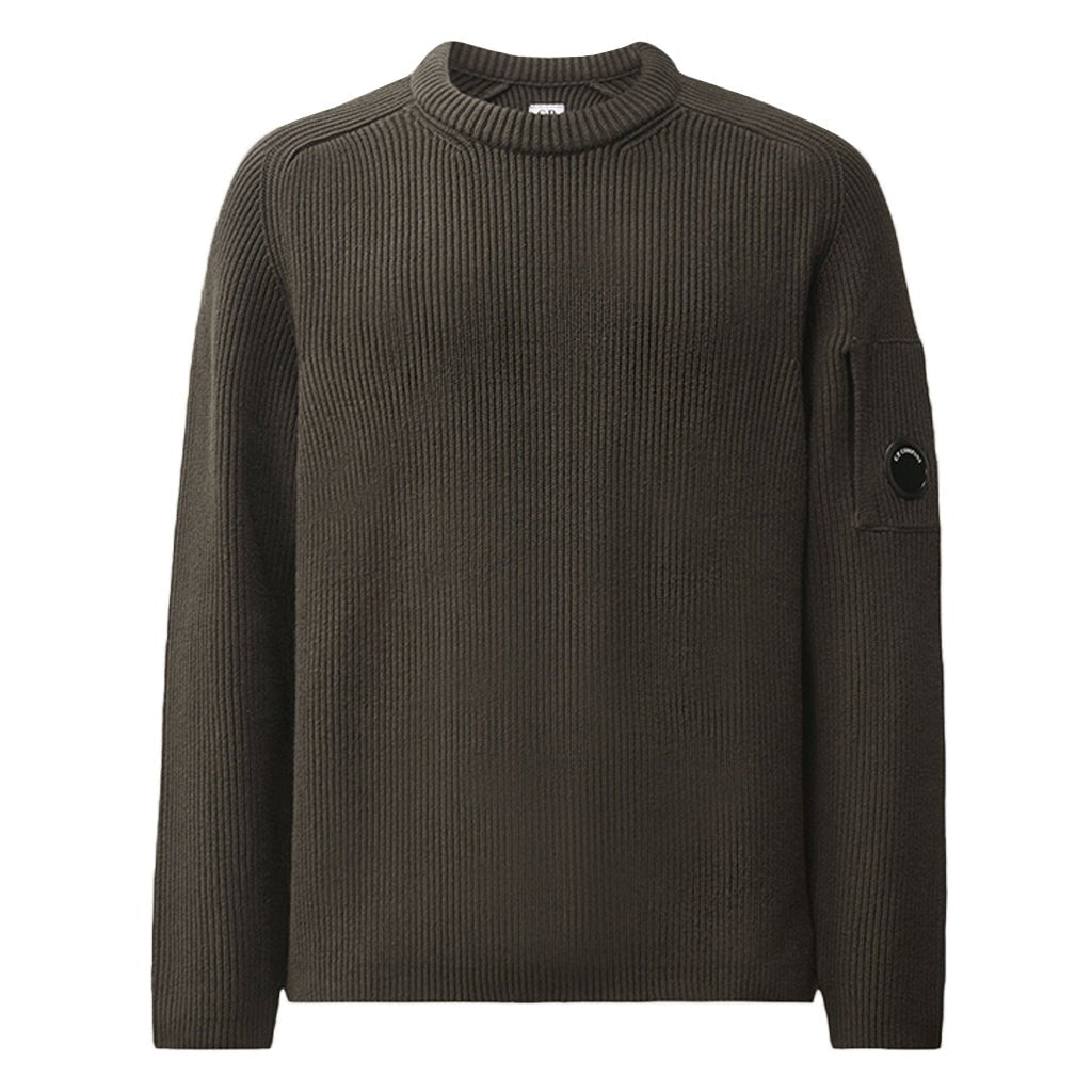 [C.P. Company] Full Rib Cotton Lens Crewneck KnitKnitwearC.P. CompanyDPUS Designer Outlet21CMKN101A-006608A-985-SRavenS[C.P. Company] Full Rib Cotton Lens Crewneck Knit