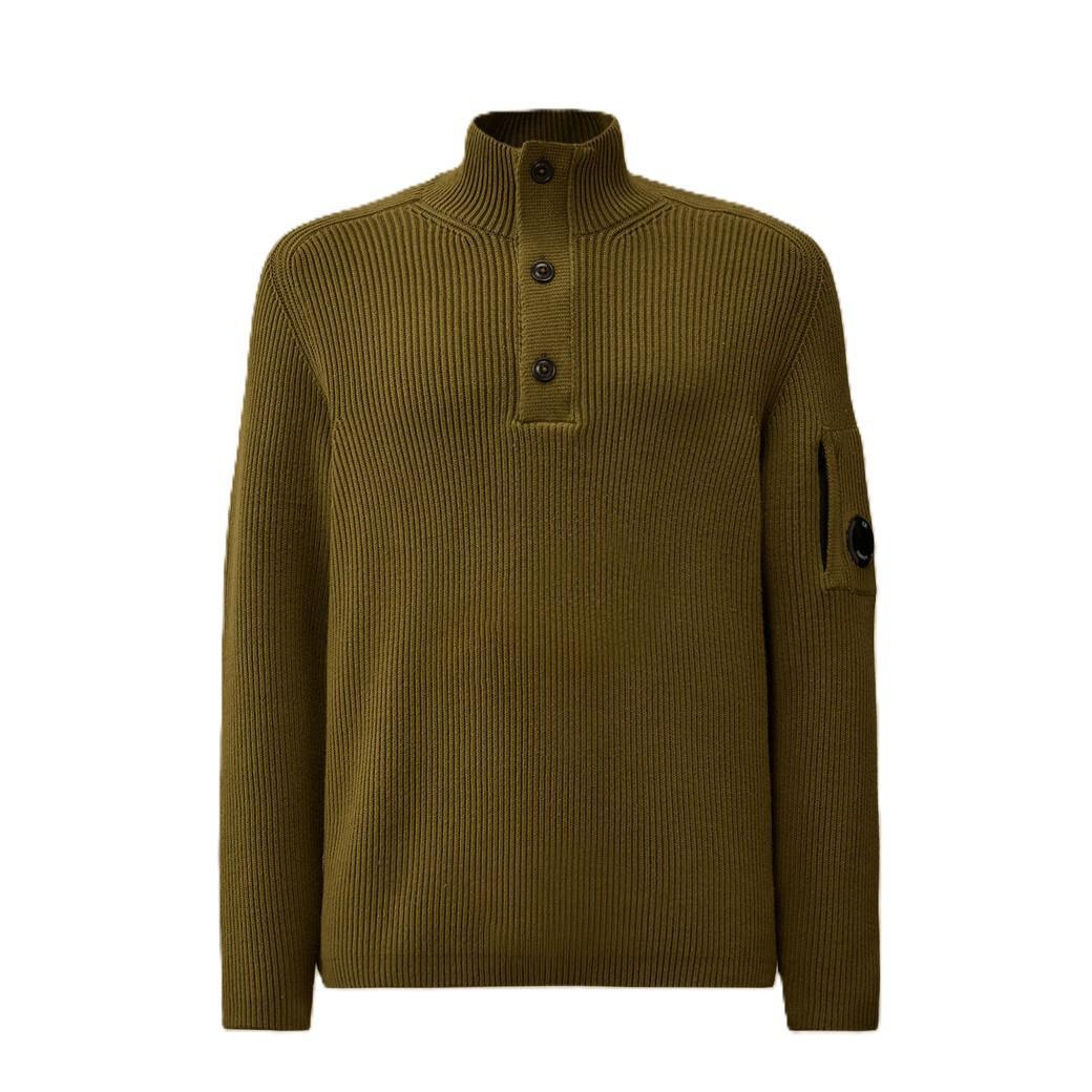 C.P. Company Full Rib Half Button Knit in CapersKnitwearC.P. CompanyDPUS Designer Outlet7622792407534SC.P. Company Full Rib Half Button Knit in Capers