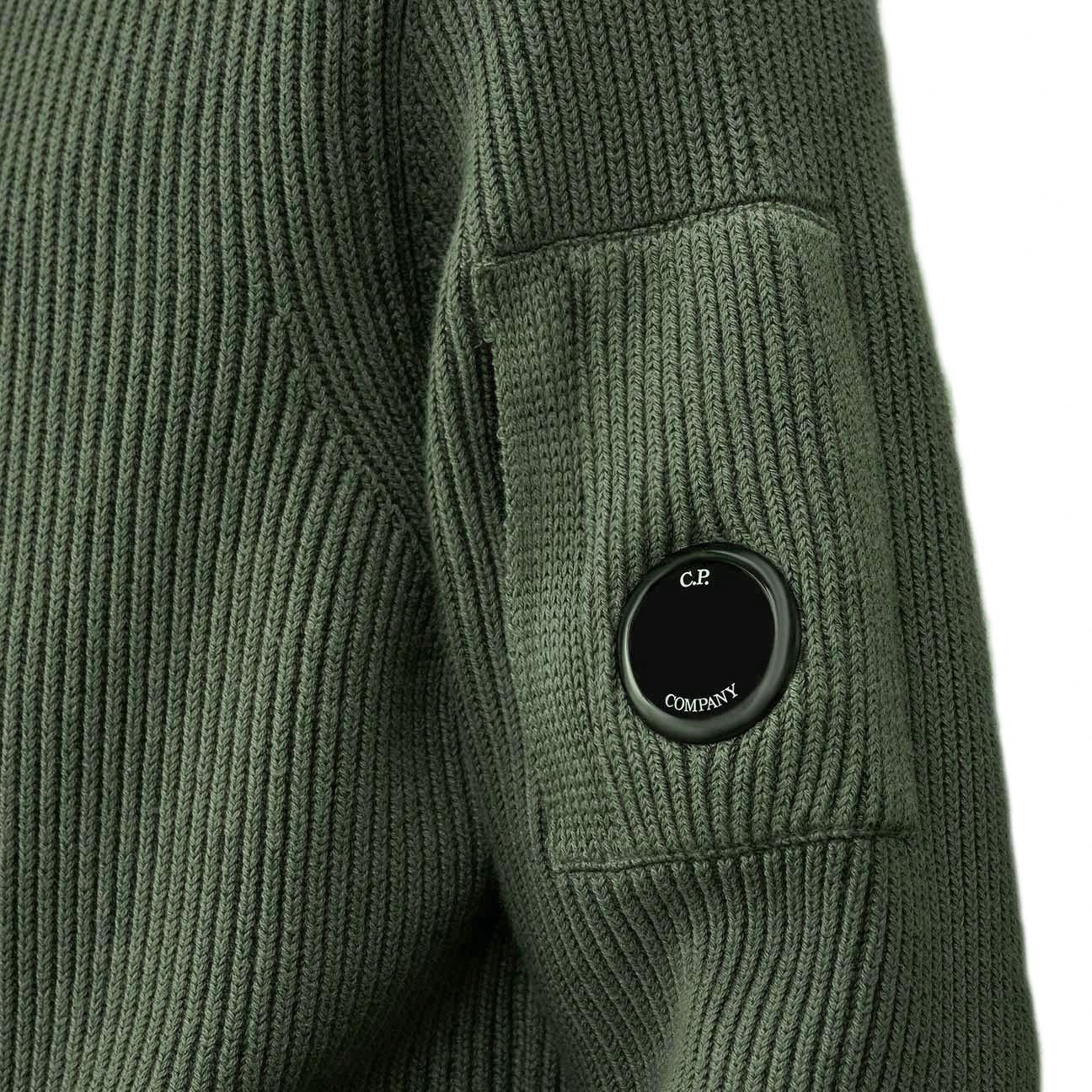 C.P. Company Full Rib Half Button Knit in Gunmetal