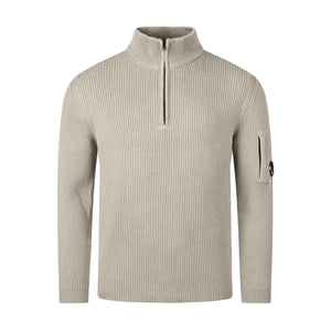 C.P. Company Full Rib Half Zipped Knit in Khaki - BeigeKnitwearC.P. CompanyDPUS Designer Outlet7620943920017SC.P. Company Full Rib Half Zipped Knit in Khaki - Beige