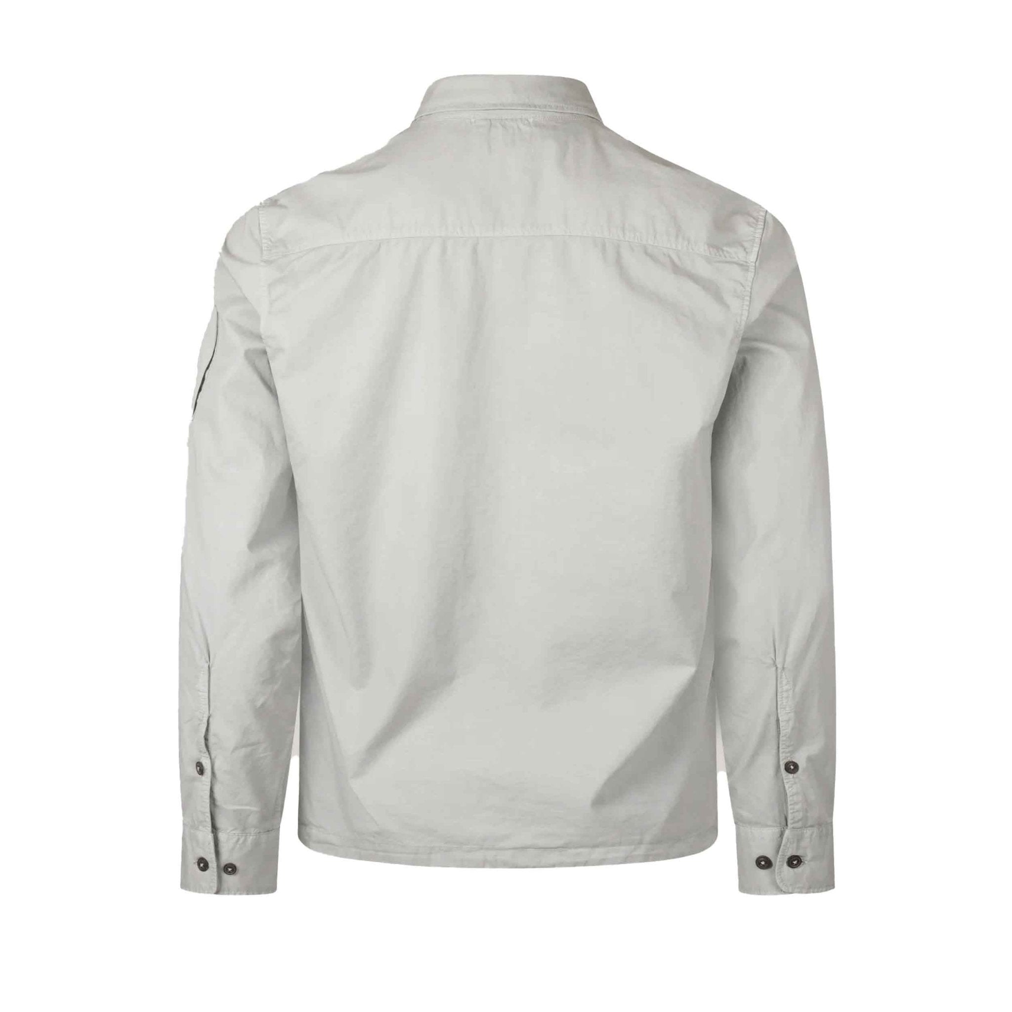 C.P. Company Gabardine Zipped Overshirt in Blue Fox- Grey