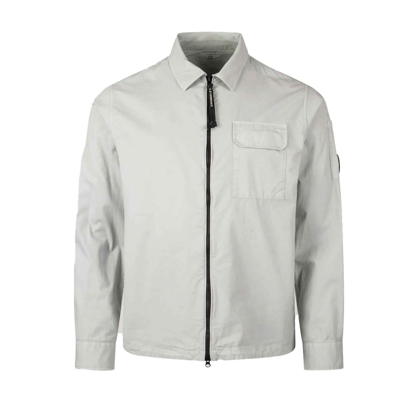 C.P. Company Gabardine Zipped Overshirt in Blue Fox- Grey