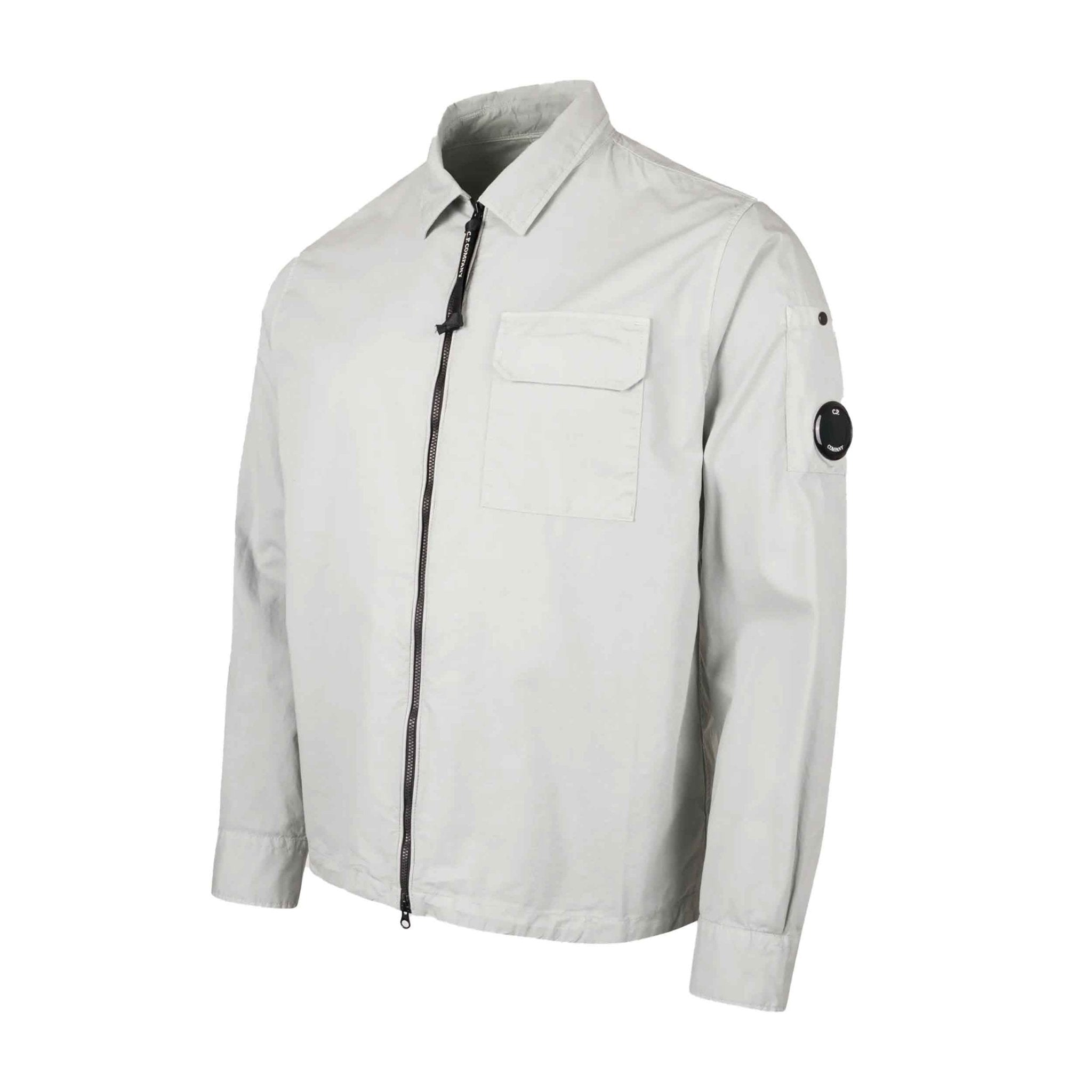 C.P. Company Gabardine Zipped Overshirt in Blue Fox- Grey