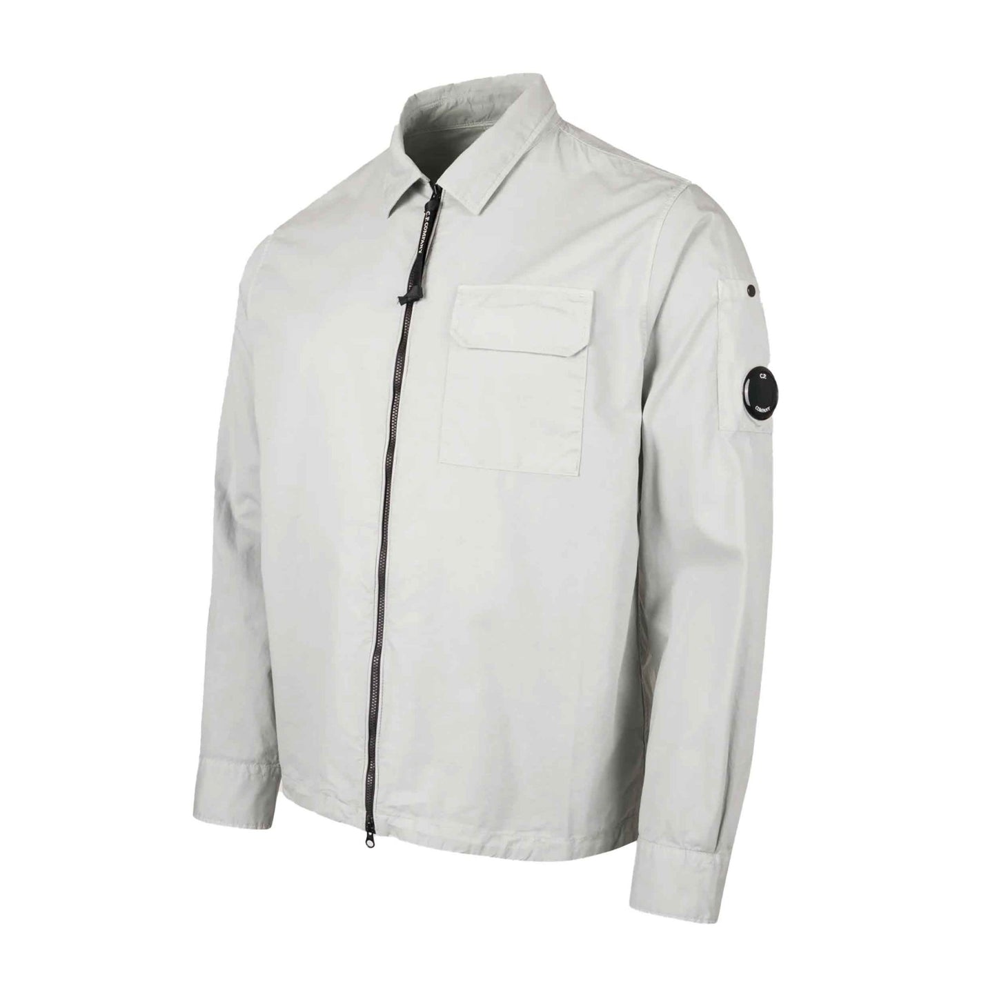 C.P. Company Gabardine Zipped Overshirt in Blue Fox- Grey