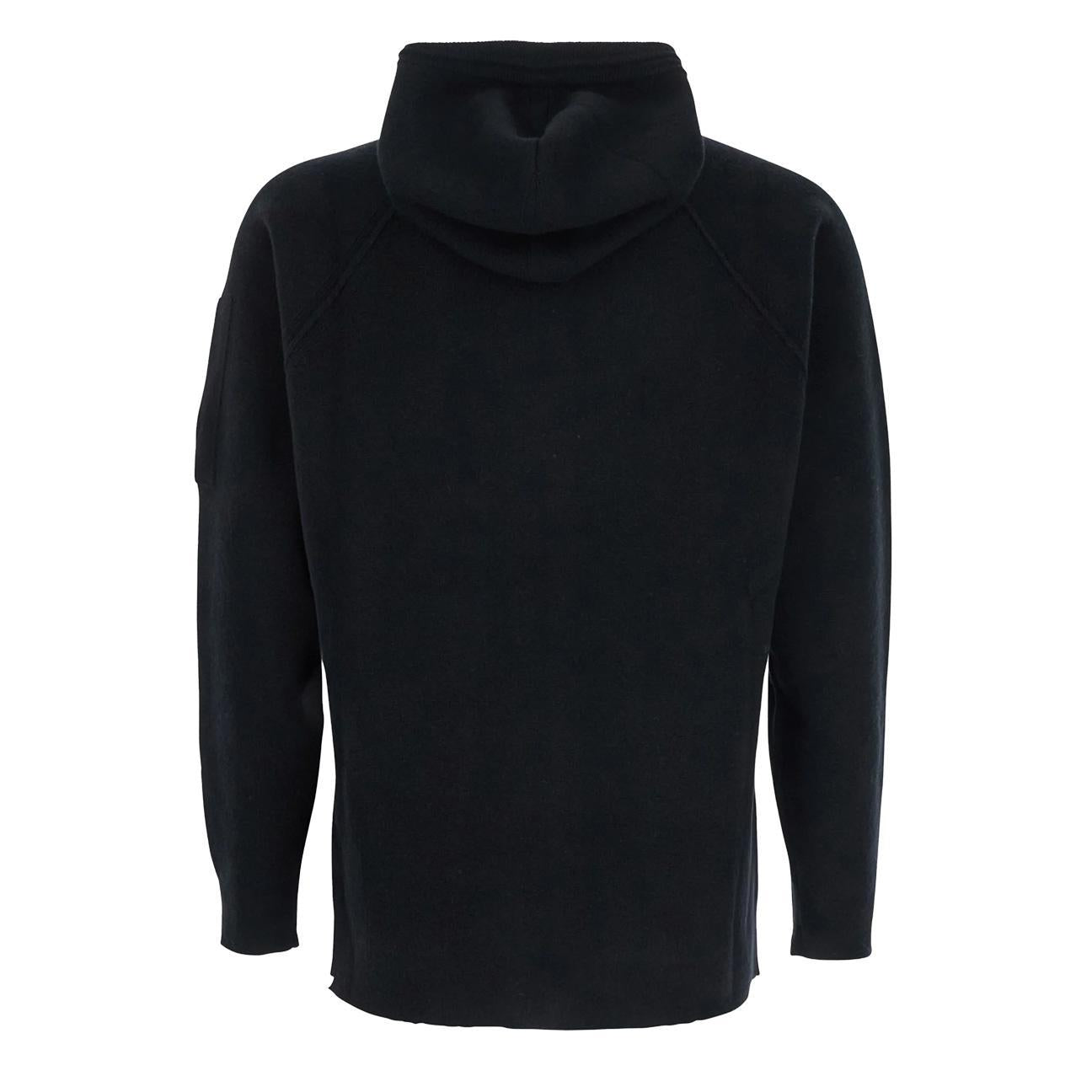 C.P. Company Lambswool GRS Hooded Full Zip Sweater in Black